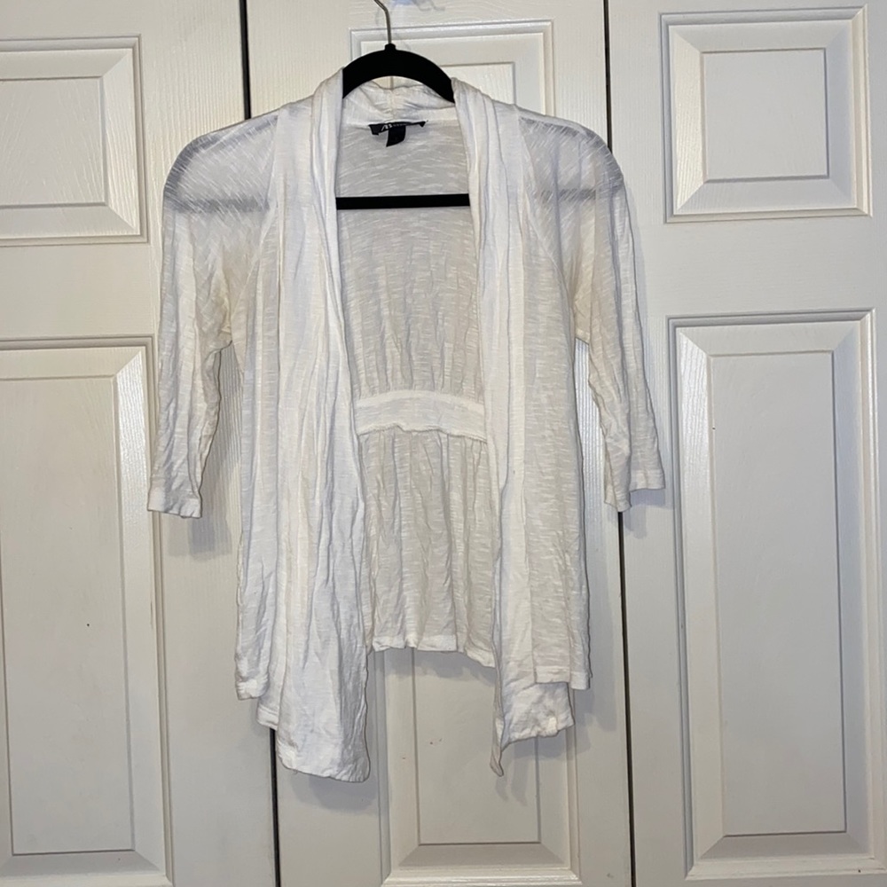 AB Studio Open front sheer white Top